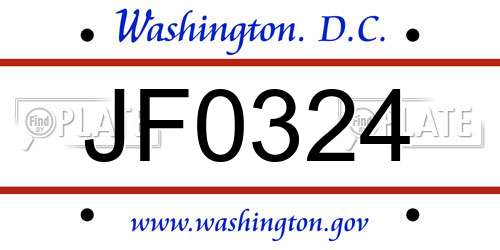 JF0324 District Of Columbia License Plate