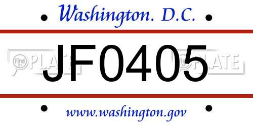 JF0405 District Of Columbia License Plate