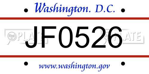 JF0526 District Of Columbia License Plate