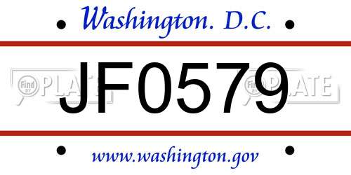 JF0579 District Of Columbia License Plate
