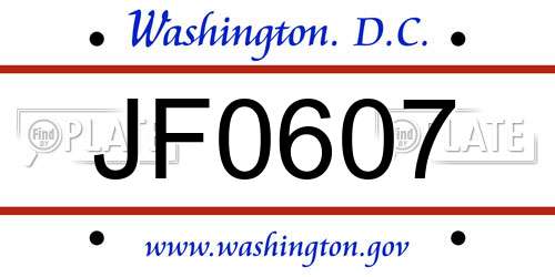 JF0607 District Of Columbia License Plate