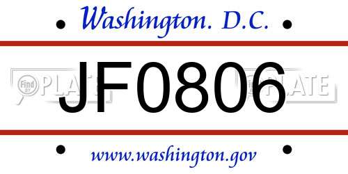 JF0806 District Of Columbia License Plate