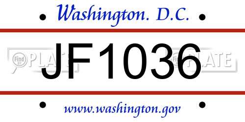 JF1036 District Of Columbia License Plate