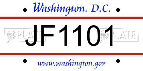 JF1101 District Of Columbia License Plate