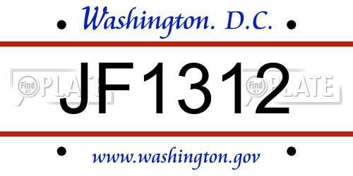 JF1312 District Of Columbia License Plate