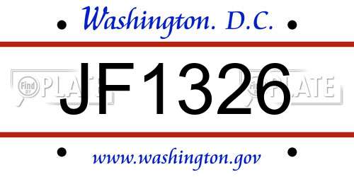 JF1326 District Of Columbia License Plate