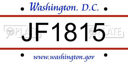 JF1815 District Of Columbia License Plate
