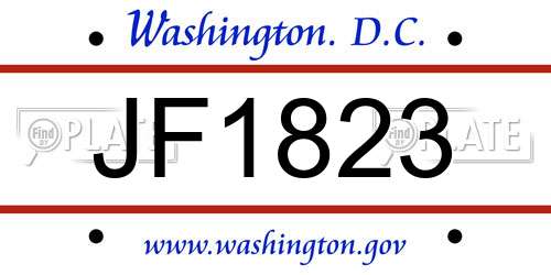 JF1823 District Of Columbia License Plate