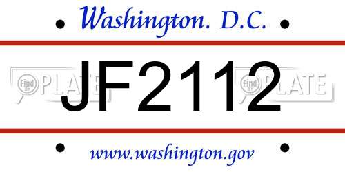 JF2112 District Of Columbia License Plate