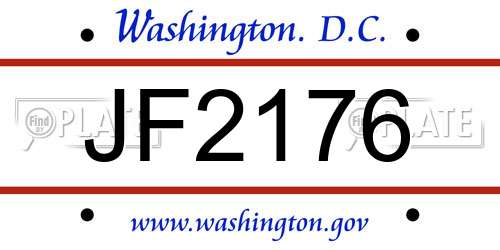 JF2176 District Of Columbia License Plate