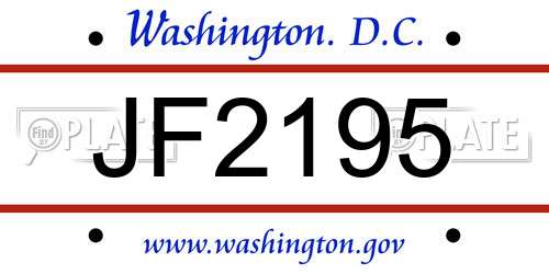JF2195 District Of Columbia License Plate
