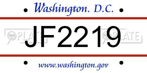 JF2219 District Of Columbia License Plate