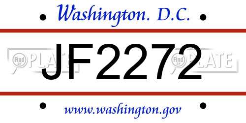 JF2272 District Of Columbia License Plate