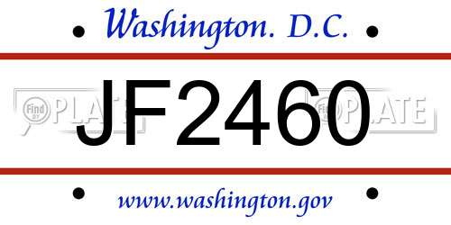 JF2460 District Of Columbia License Plate