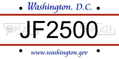 JF2500 District Of Columbia License Plate