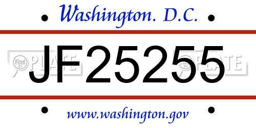 JF25255 District Of Columbia License Plate