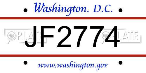 JF2774 District Of Columbia License Plate