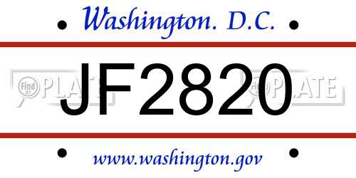 JF2820 District Of Columbia License Plate