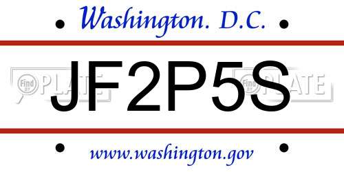 JF2P5S District Of Columbia License Plate