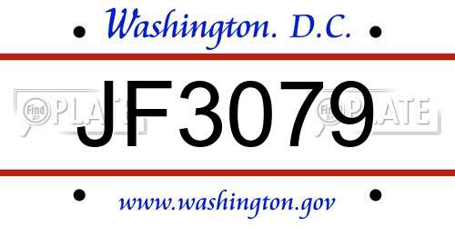 JF3079 District Of Columbia License Plate