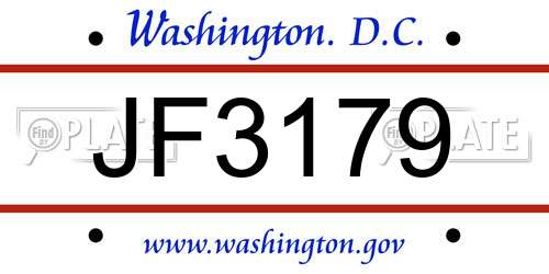 JF3179 District Of Columbia License Plate