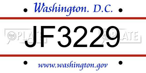 JF3229 District Of Columbia License Plate