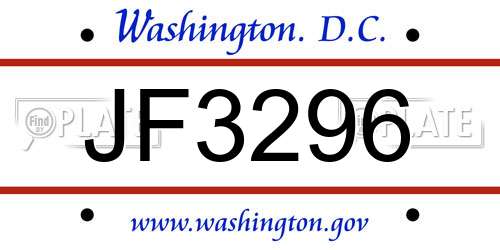 JF3296 District Of Columbia License Plate