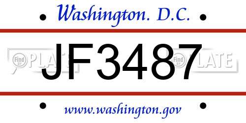 JF3487 District Of Columbia License Plate