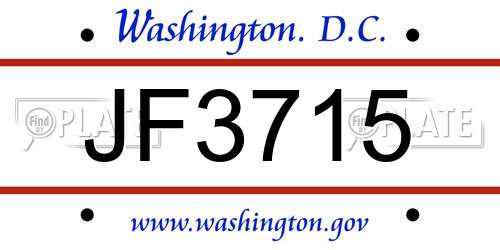 JF3715 District Of Columbia License Plate