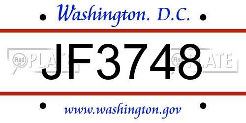 JF3748 District Of Columbia License Plate