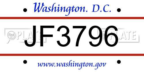 JF3796 District Of Columbia License Plate