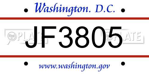 JF3805 District Of Columbia License Plate