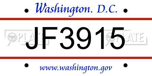 JF3915 District Of Columbia License Plate