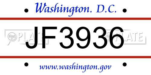 JF3936 District Of Columbia License Plate