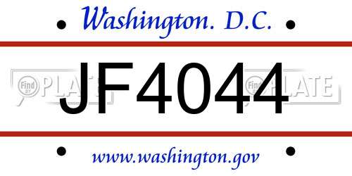 JF4044 District Of Columbia License Plate