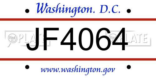 JF4064 District Of Columbia License Plate