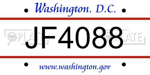 JF4088 District Of Columbia License Plate