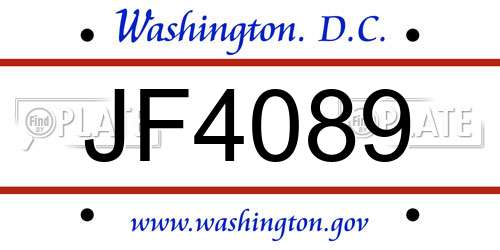 JF4089 District Of Columbia License Plate
