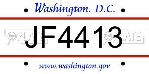 JF4413 District Of Columbia License Plate