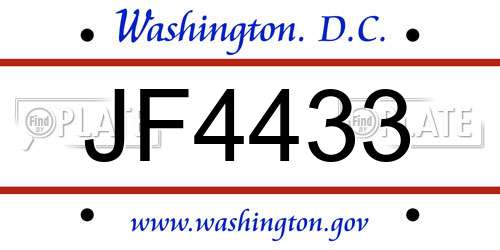 JF4433 District Of Columbia License Plate