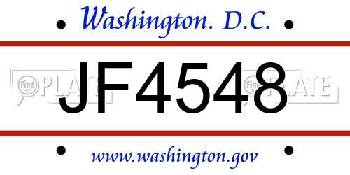 JF4548 District Of Columbia License Plate