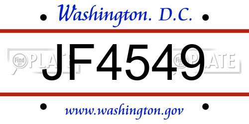 JF4549 District Of Columbia License Plate