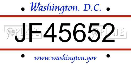 JF45652 District Of Columbia License Plate