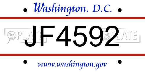 JF4592 District Of Columbia License Plate