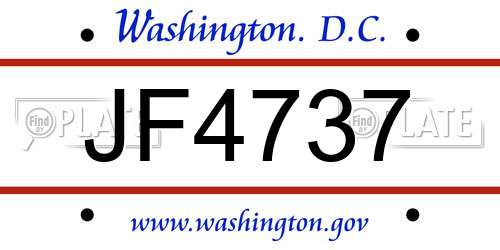 JF4737 District Of Columbia License Plate