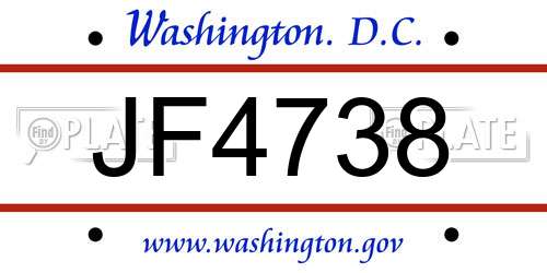JF4738 District Of Columbia License Plate