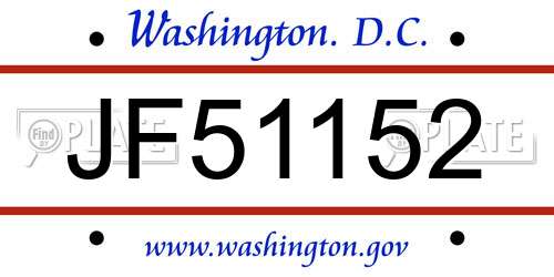 JF51152 District Of Columbia License Plate