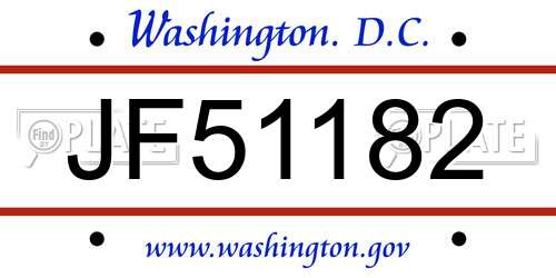 JF51182 District Of Columbia License Plate