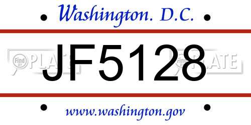 JF5128 District Of Columbia License Plate