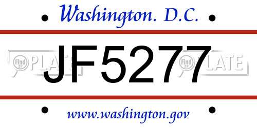JF5277 District Of Columbia License Plate